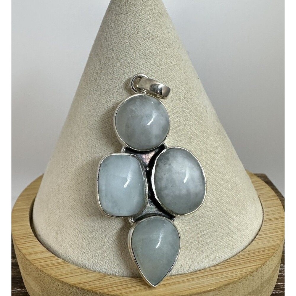 Handmade Sterling Silver Multistone Moonstone Cluster Pendant